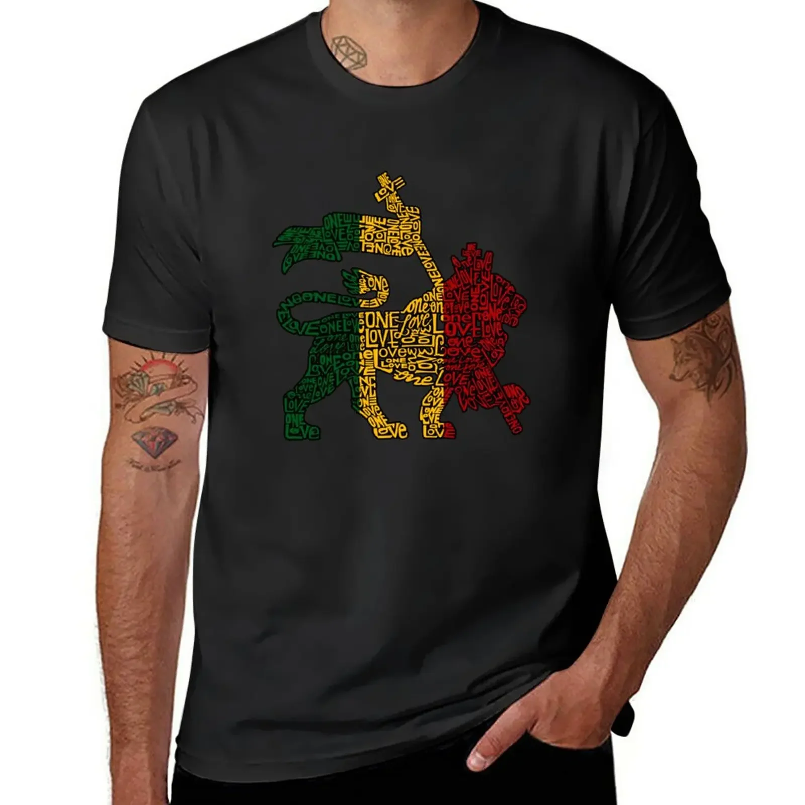 

Lion Of Judah - Bob Marley Song One Love Typografy - Rastaman Reggae T-Shirt blanks plus sizes sweat fitted t shirts for men