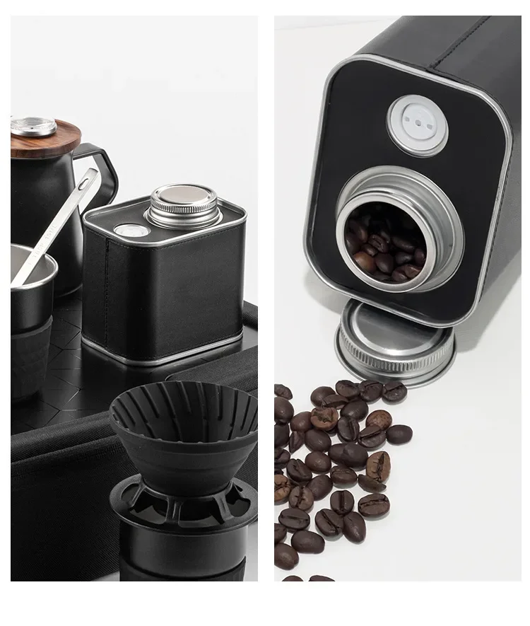 Coffee Powder Sealed Jar, Tinplate Coffee Bean Storage Jar, with One-Way Valve for Exhausting