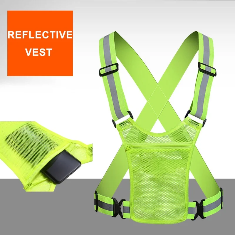 Lightweight Reflective Safety Vests Adjustable Elastic Vest Jacket High Visibility Strips for Traffic Control Outdoor Work