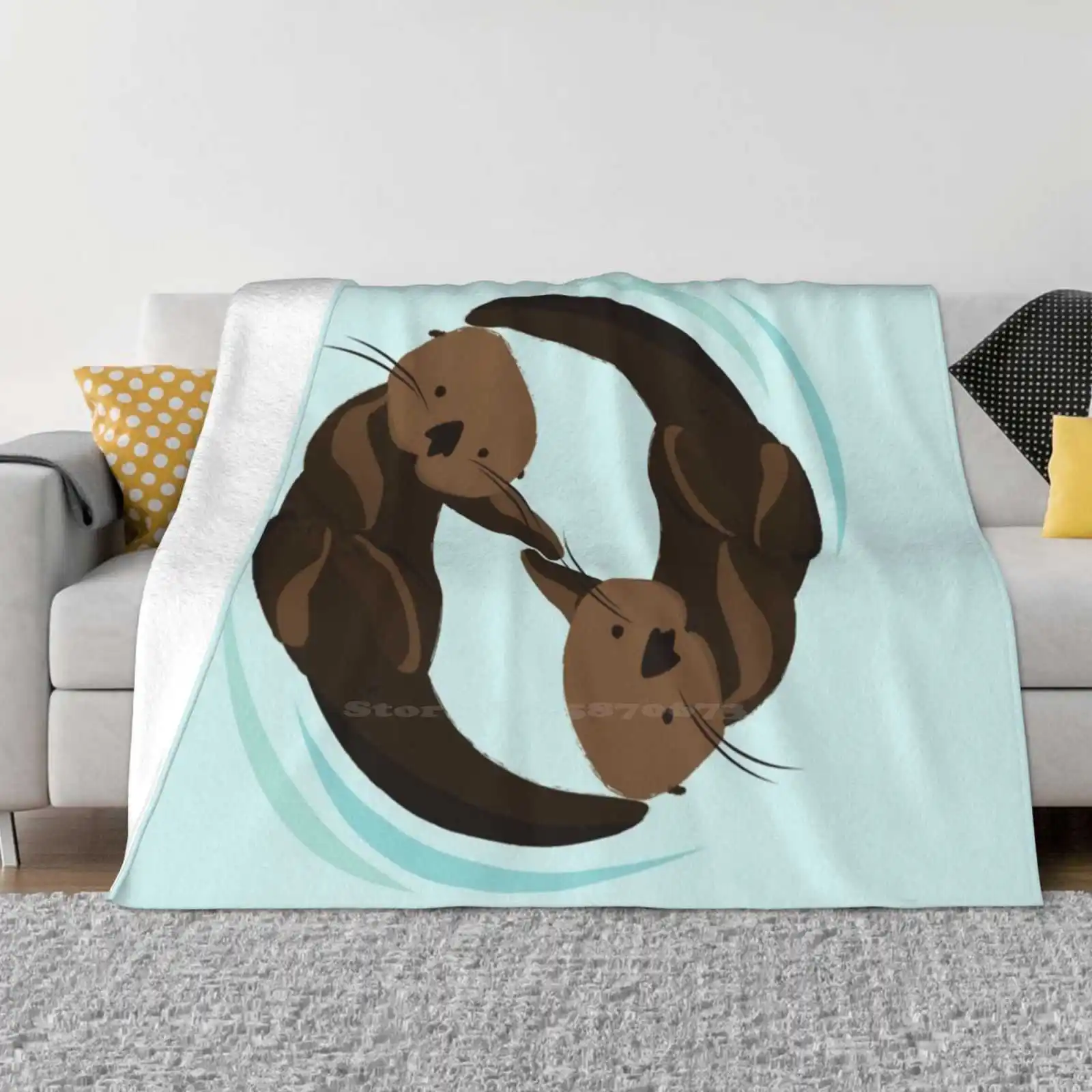 Otter Friends Low Price New Print Novelty Fashion Soft Warm Blanket Otters Sea Life Ocean Sea Mammals Sea Otter Otter Project