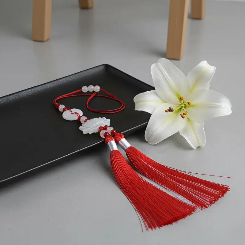 Peace Buckle Lotus Double Color Beaded Tassel Fringe Trim Chinese Style Sewing For Hanfu Waist Pendant Cosplay Costume Ornament