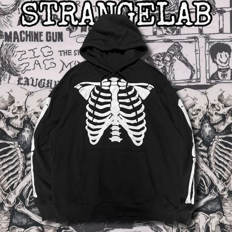 مضيئة هيكل جمجمة هوديي فضفاض ex loween Punk Sle طويل Sve البلوز القطن البوليستر مزيج ارتداء اليومي