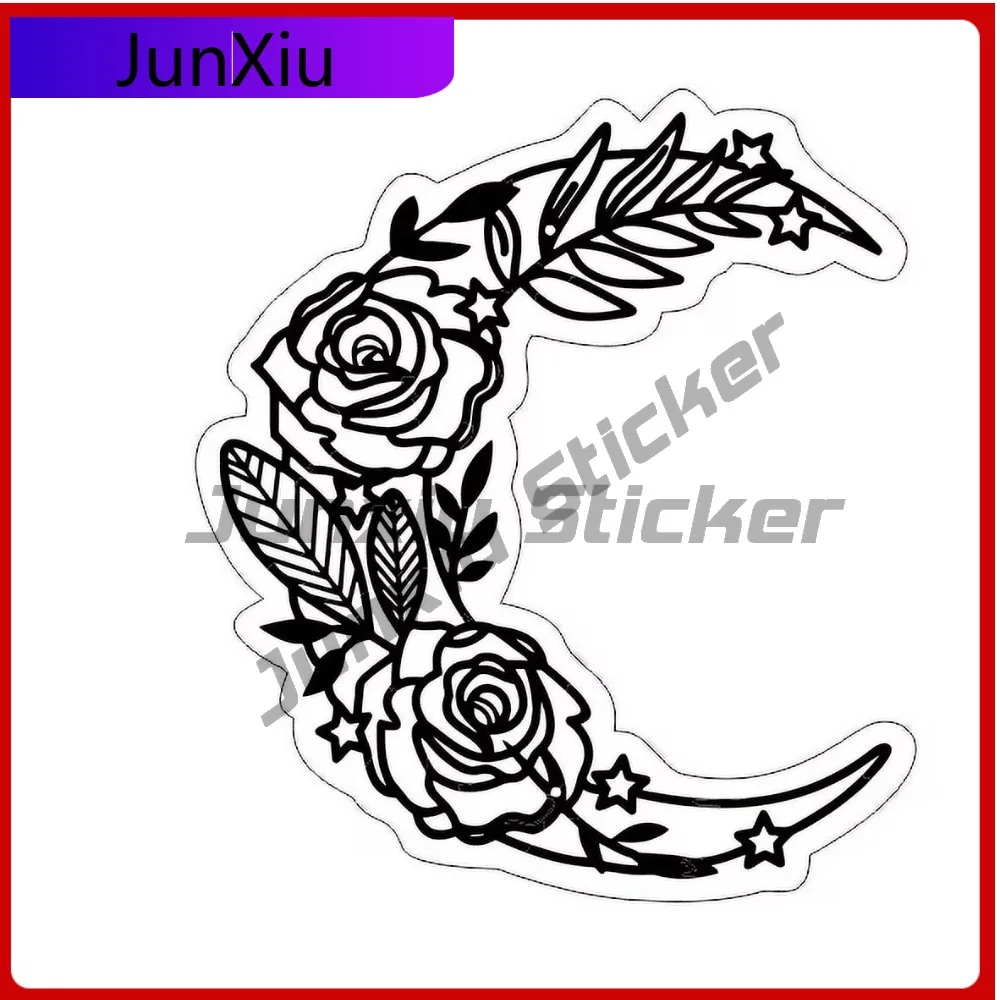 

Moon Flower Decal, Lunar Unique Car Laptop Window Bumper Waterproof Vinyl Decal Decoration Aesthetic Cool Cute Unique Cool