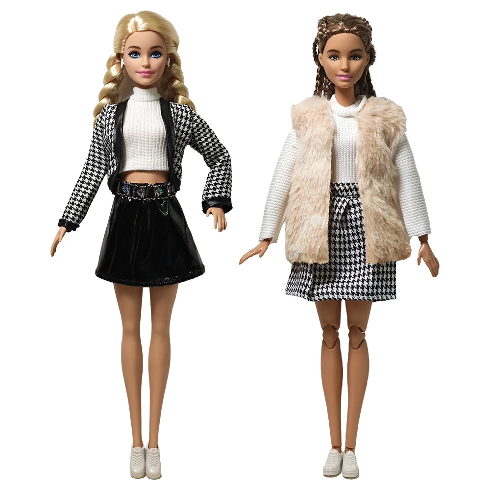 Doll clothing Classic black and white checkered jacket Daily Wear Accessories Clothes for Barbies doll