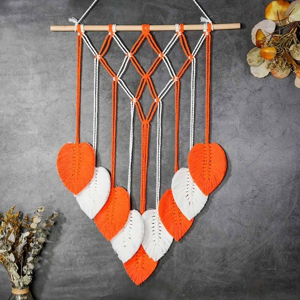 Tassel Leaf Bohemian Woven Tapestry Nordic Style Contrasting Color Wall Hanging Ornament Tassel Design Handmade