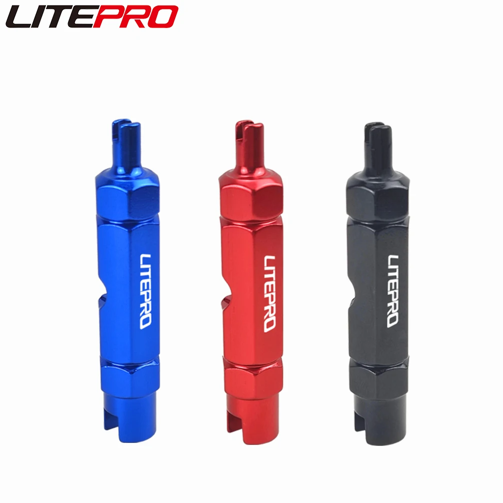 

Litepro Multifunctional Valve Disassembly Tool Bicycle Aluminum Alloy Schrader Presta Valves Core Wrench Removal Spanner