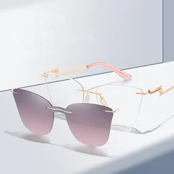 COHK Fashion Brand Design Women Magnet Sunglasses Polarized Clip On Sun Glasses Rimless Optic Myopia Spectacle Eyeglass Frame