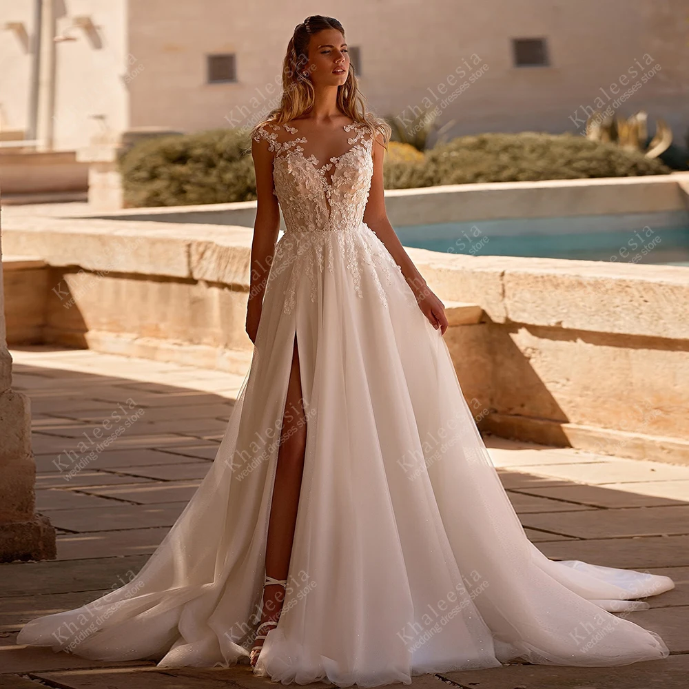 

Classic Wedding Dresses Gorgeous Bridal Gowns Lace Appliques Sleeveless Robes Tulle Tiered Vestidos De Novia Customized 2025