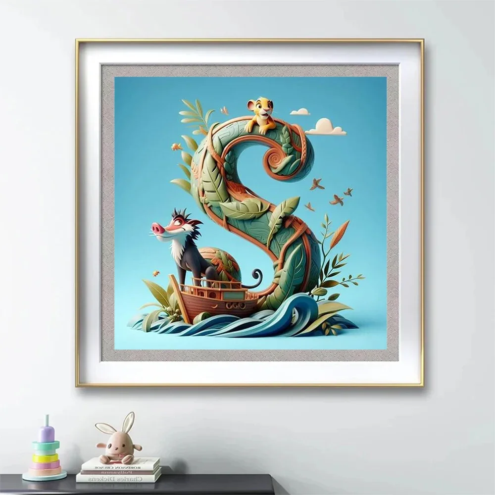 ديزني الكرتون DIY 5D الماس اللوحة الأسد الملك فسيفساء الأبجدية سيمبا 26 رسائل التطريز لطيف غرفة الأطفال ديكور
