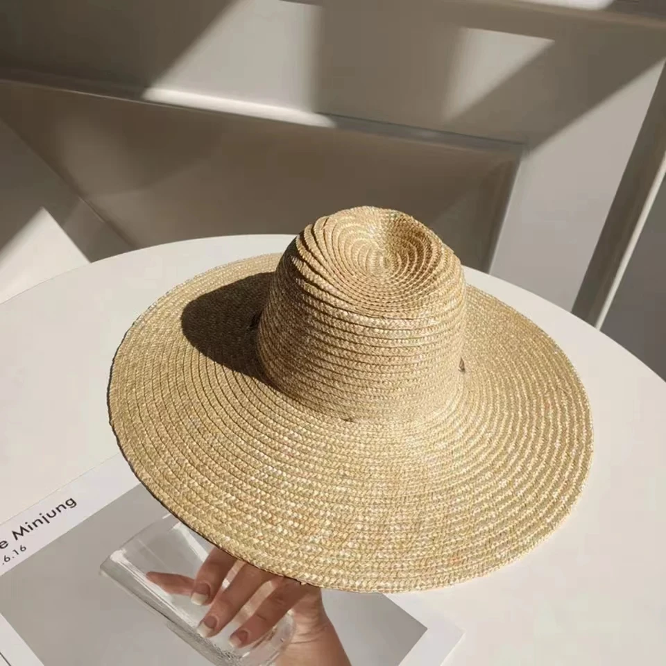 New 2024 Belt Strap Straw Sun Hat For Women Fashion Vacation Beach UV Hats Summer Wide Brim Travel Panama Hats Outdoor Wholesale