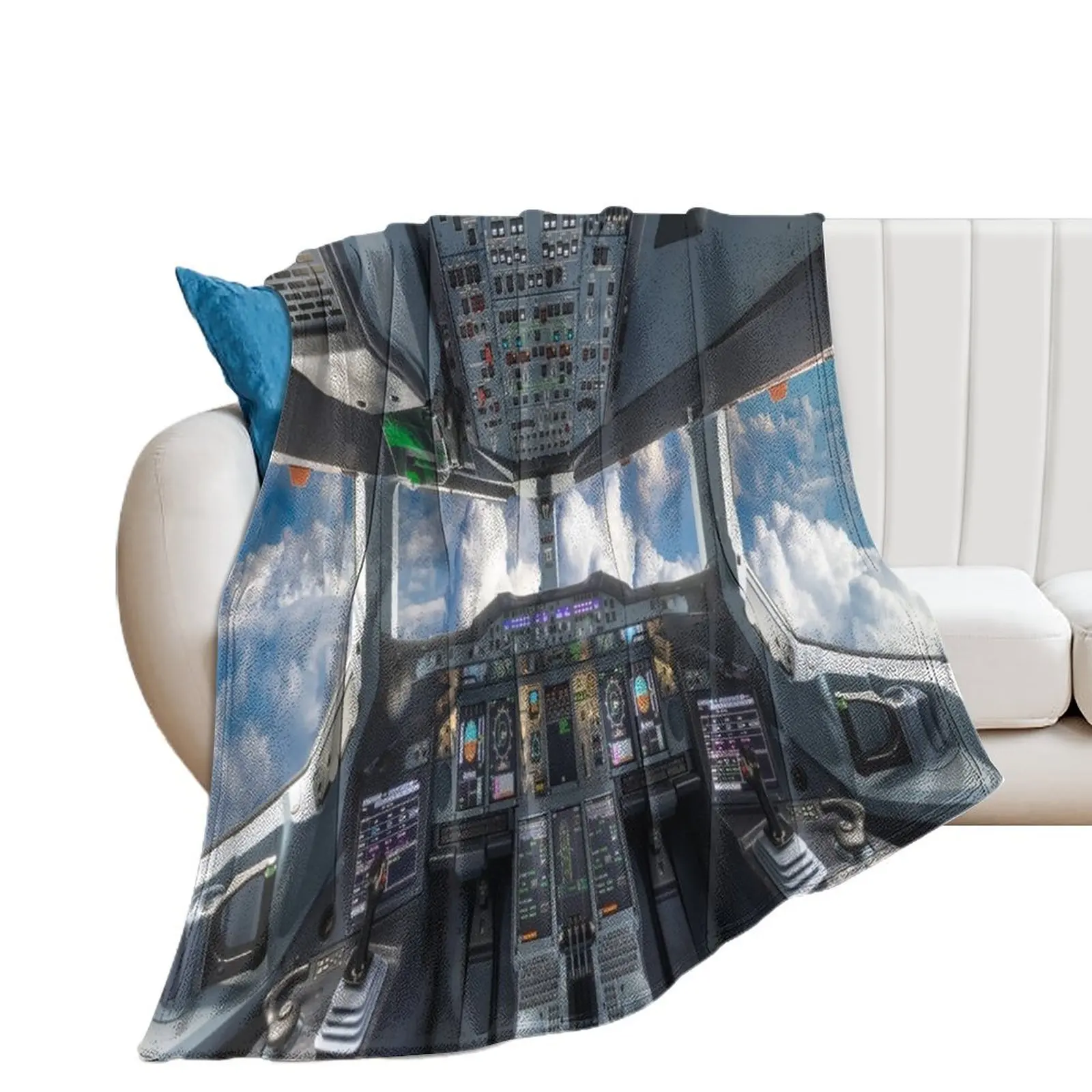 

Airbus A380 Cockpit Throw Blanket Personalized Gift Thins Hair Blankets