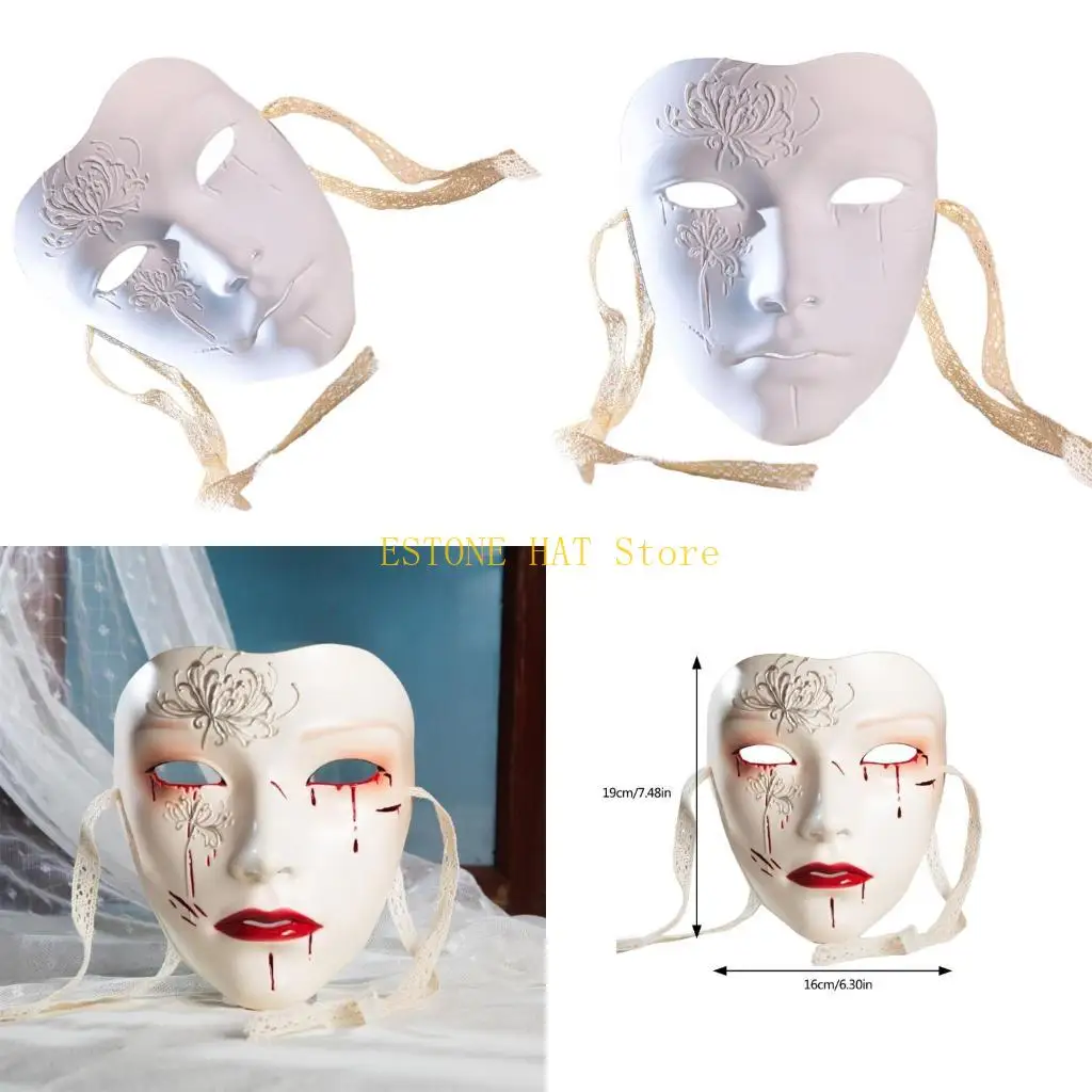 49MF Hand Painted Mask Halloween Costume Mask for Women Men Masquerade Dressing up