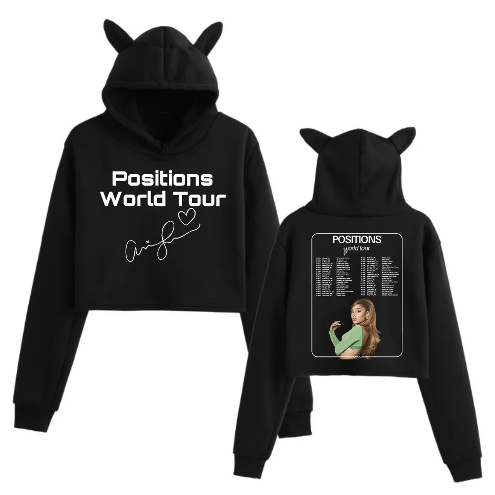 

Ariana Grande Positions World Tour Cat Ears Long Sleeve Regular Game Fans Gift Printing Girls Fashion Hoodie