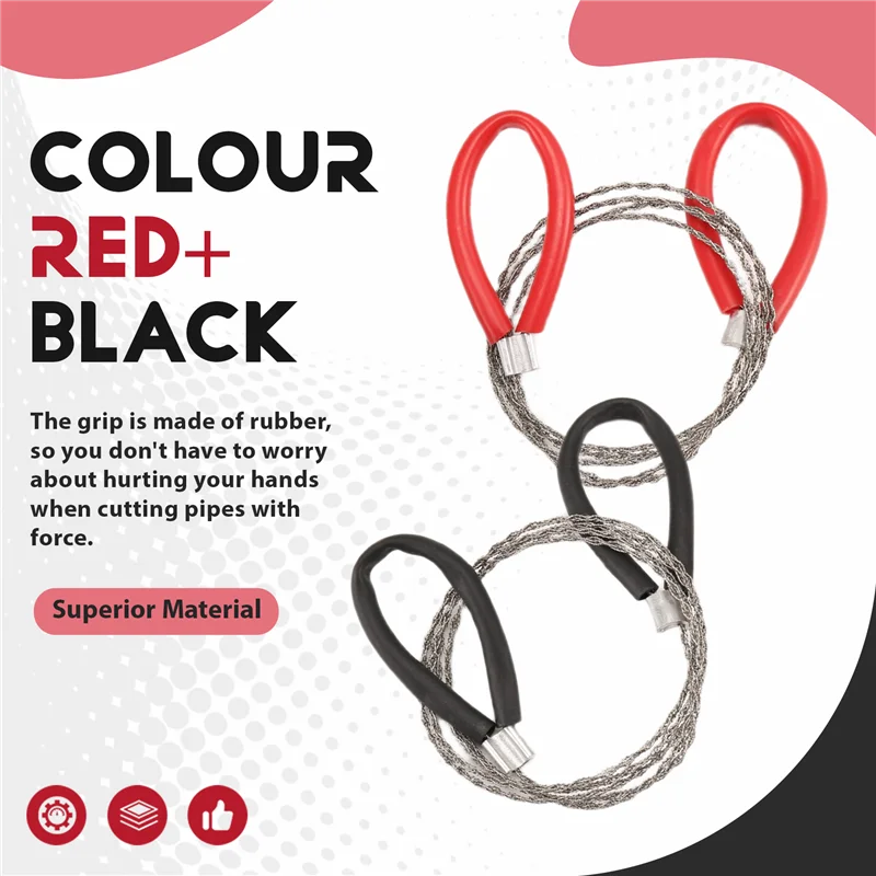 

AB34-2 Piece PVC Pipe Cable Saw Stainless Steel Wire Saw Hand Pocket String Rope Saw Emergency Survival Wire Saw Cutting Tool Me