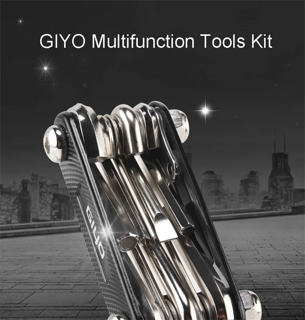 GIYO-Alloy Steel Multi Functions Bike Repair Tools, Cycling Outdoor Riding Wrench,Spanners Combination Tool, PT-07, 11 in 1, New