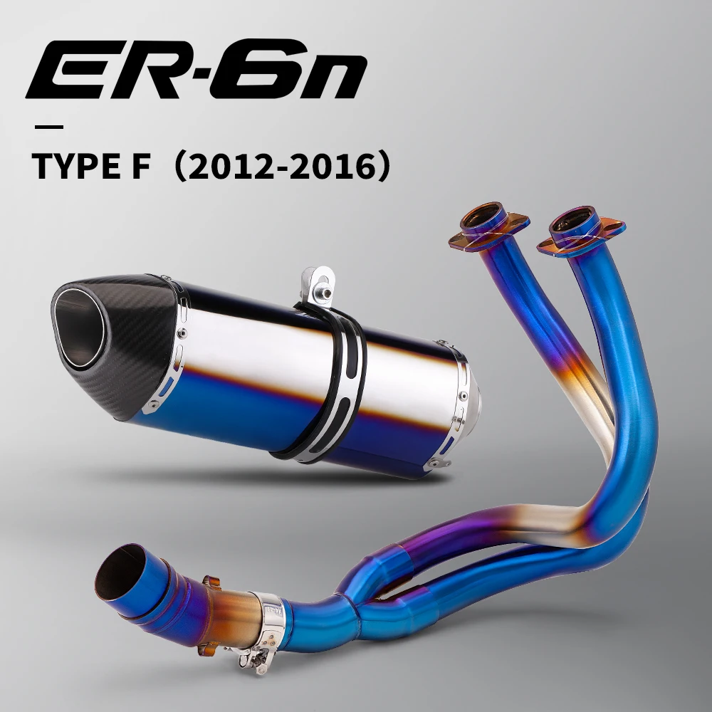 نظام عادم كامل لـ ER6N ER6F Z650 NINJA650 Versys 650 موتوكروس عادم أمامي منتصف الأنابيب تعديل كاتم الصوت أنبوب الهروب