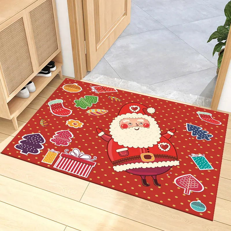 Weihnachts-Cartoon-Teppich, Matte, Teppich, Weihnachtsmann, Rentier, Schneemann, Heimdekoration, festliche Eingangsdekoration, Bodenmatte mit Frohe Weihnachten