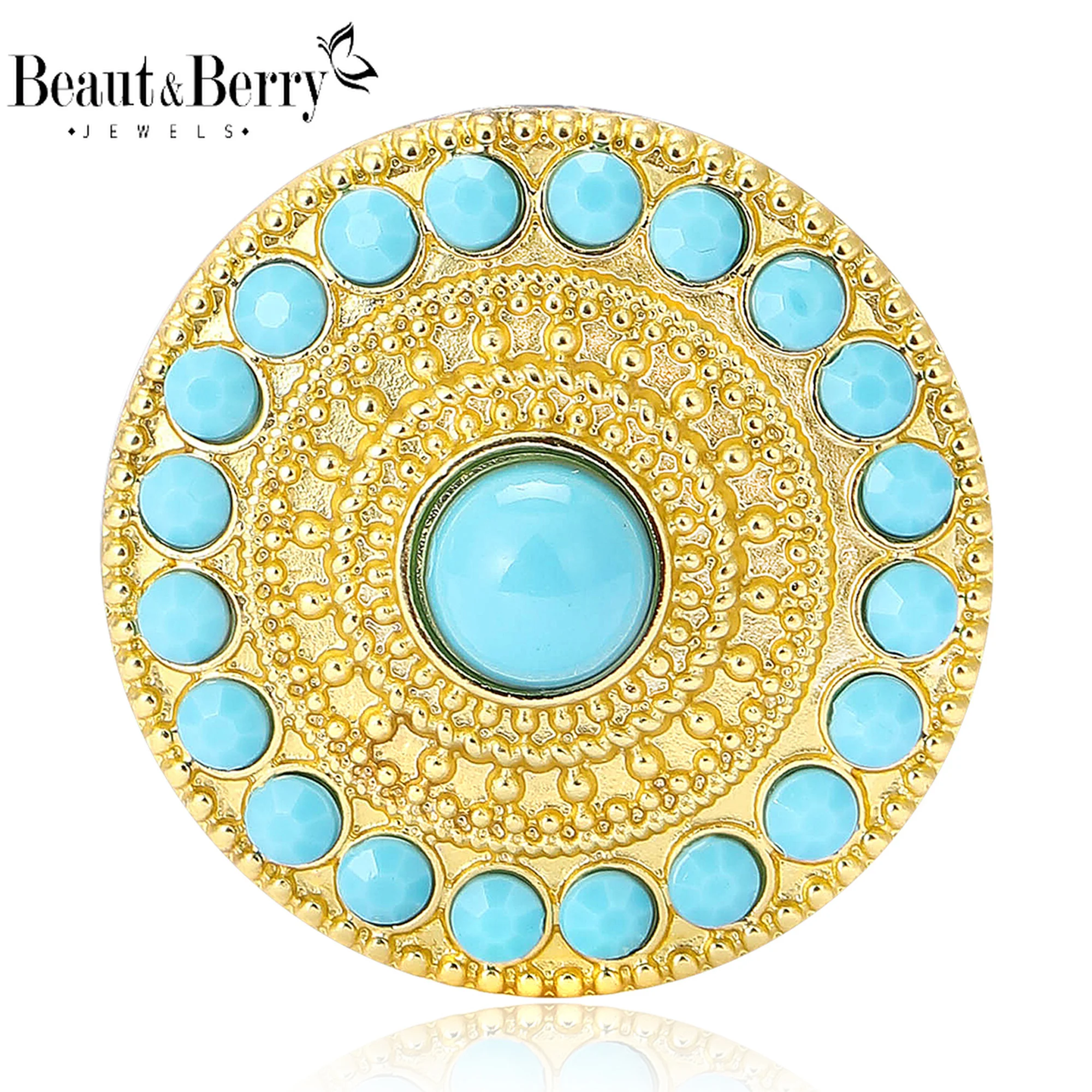 Beaut&Berry Bohemian Turkish Pearl Flower Brooches for Women Unisex Turquoise Pins Casual Party Accessories New Gifts Friends