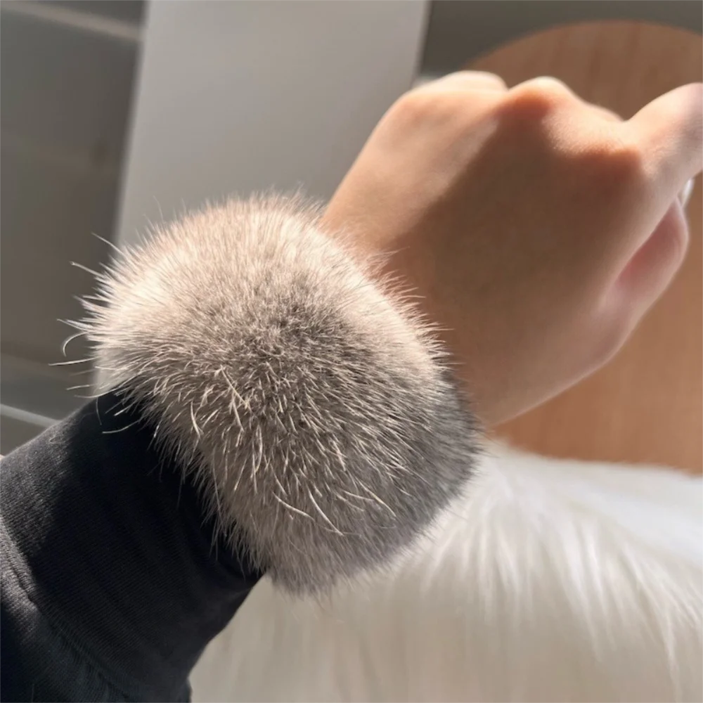 창의적이고 귀여운 밍크 퍼 커프스 따뜻한 손목 보호대 액세서리