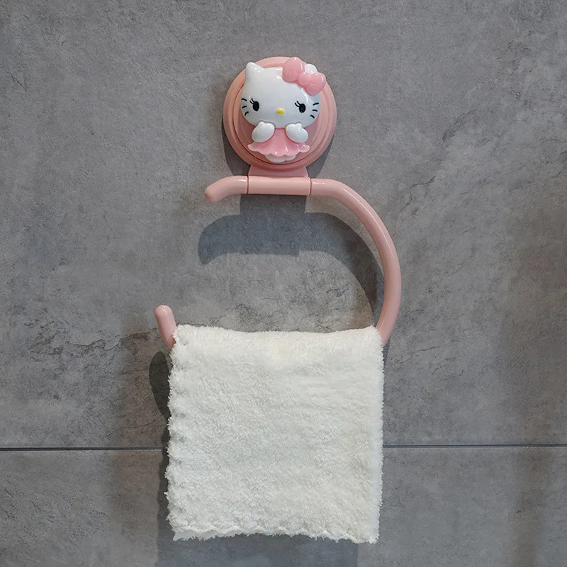 Hello Kitty Kulomi Home Goods—No-Drill Shelving Unit and Towel Rack—Suitable for Bathrooms and Offices