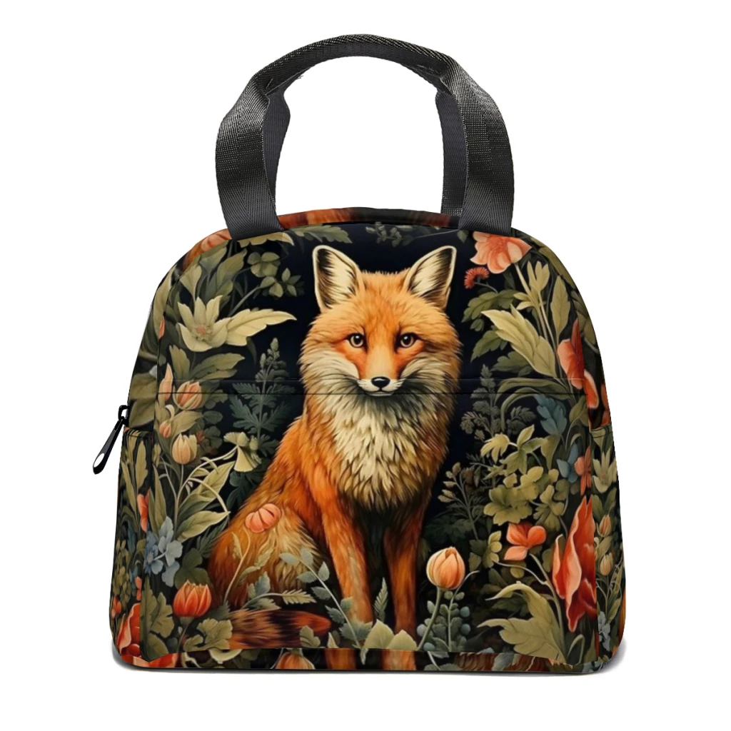 

Vintage Forest Fox William Morris Style Lunch Bag for School Waterproof Picnic Thermal Cooler Insulated Lunch Box Women