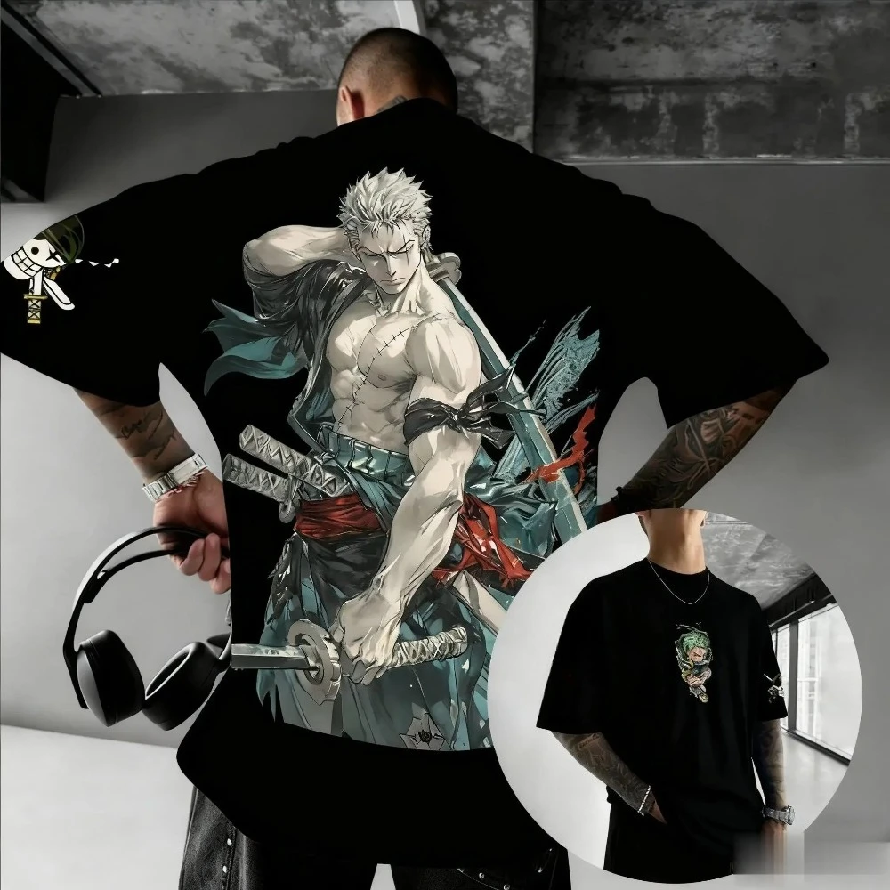 One Piece Anime Roronoa Zoro Printed T-shirt Men's and Women's T-shirt Men's Top Sports T-shirt Men's T-shirt Summer 2026 New
