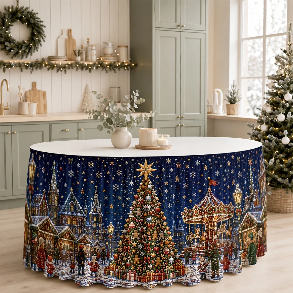 Table Skirt/Table Skirt Winter, Christmas, Street Market, Lighting, Warmth, Celebration, European Style, Party Tablecloth