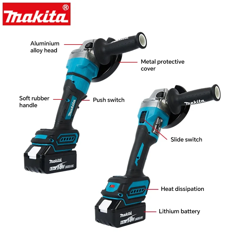 Makita Rechargeable Angle Grinder Brushless Lithium Electric Hand Mill Handheld Angle Grinder Ga035g Ga050g