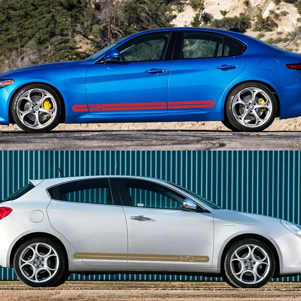 ملصقات تصفيف تنورة جانبية لباب السيارة ، ملحقات ضبط السيارات ، ملصقات شريط فينيل طويل لفيلم ألفا روميو ميوتو QV Gta ، 2 السينمائية #4
