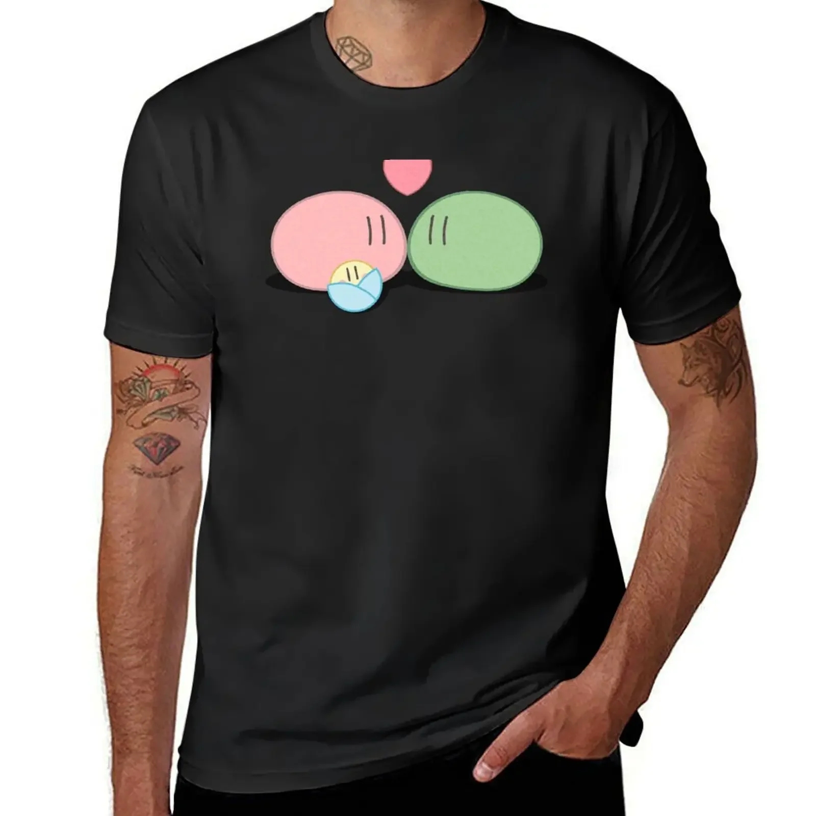 Dango Daikazoku - Dango Couple and Baby T-Shirt plus size tops anime t shirts oversized t shirt men