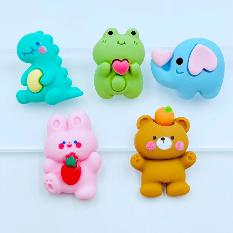 10 Pcs New Cute Mini Kawaii  Dinosaurs, Bears, Elephants Resin Cabochons Scrapbook Diy Wedding Hairpin Accessories Craft H49