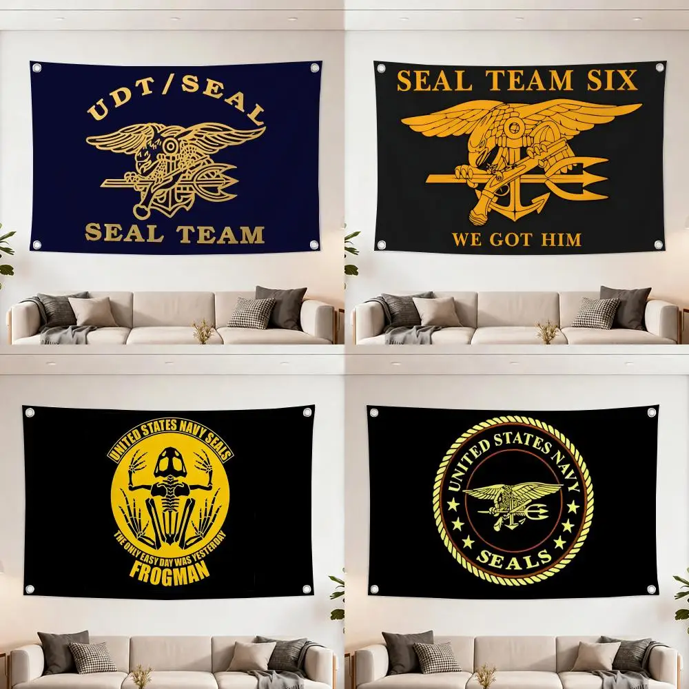 Military U.S. Navy SEALs Flags Home Yard & Garden Decor Banner - Indoor Outdoor Wall Hanging Flag
