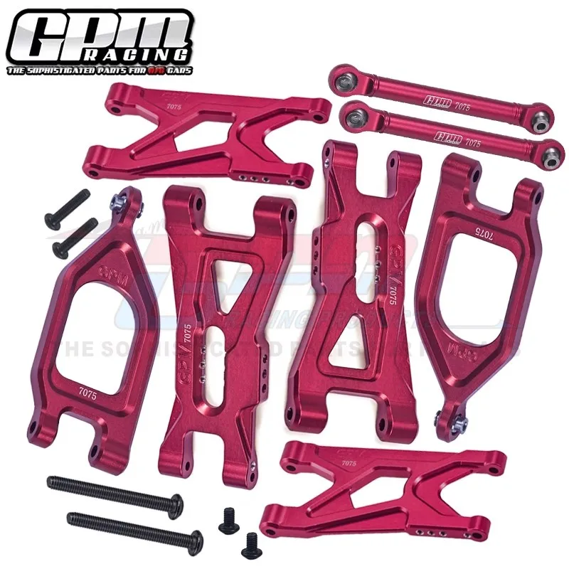 GPM Alum 7075 brazos inferiores superiores delanteros + brazos traseros + varillas de amarre del brazo superior trasero para ARRMA 1/10 GORGON ARA 330752   ARA 330750   ARA 330751