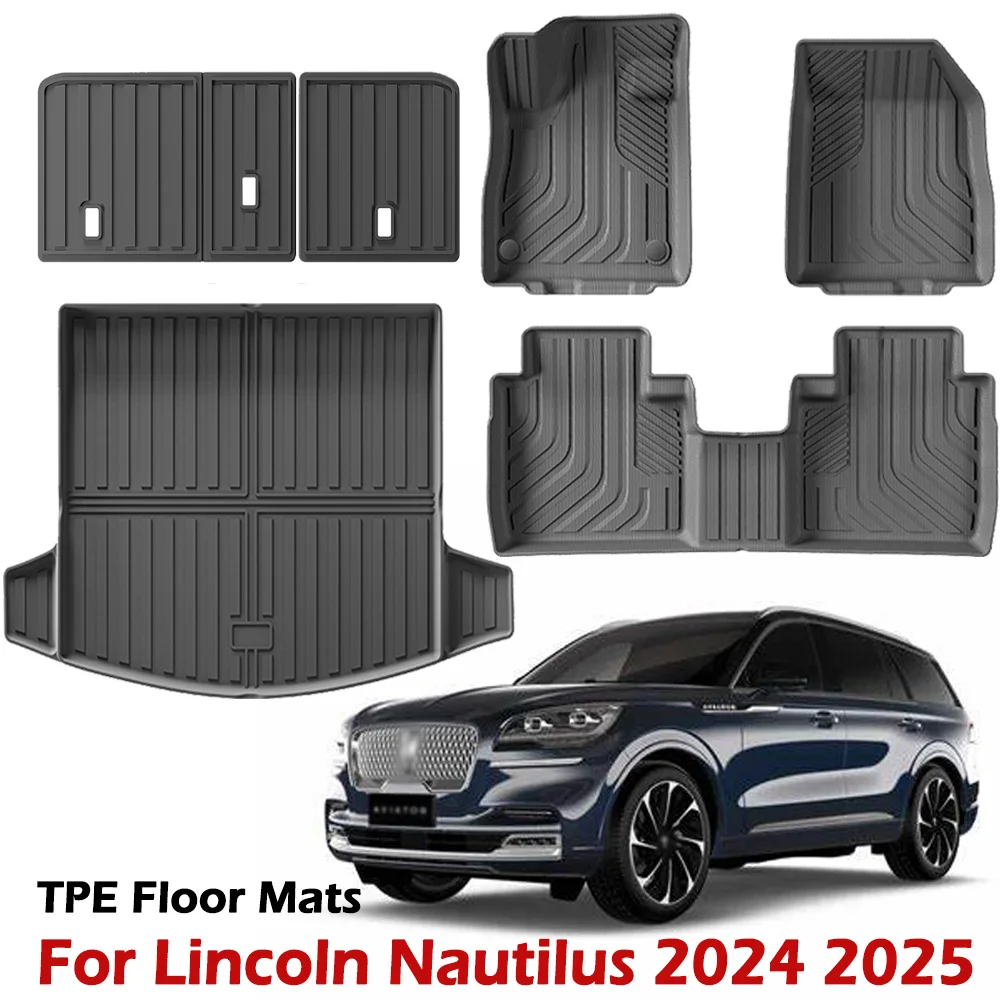 

Floor Mats & Backrest Mats & Cargo Liner for Lincoln Nautilus 2024 2025,All Weather TPE 3D Foot Mat Accessories(Left Rudder)