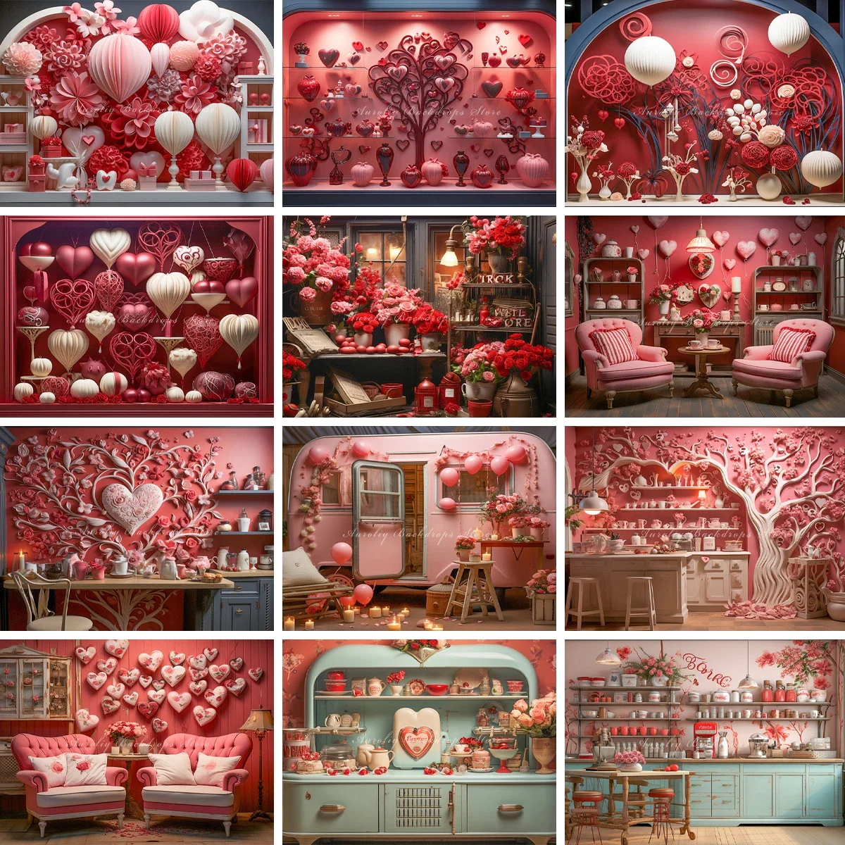 

Настенные художественные украшения с изображением любви, фоны на День святого Валентина, детский реквизит для фотосессии, детские и взрослые фотосессии, розовые кухонные фоны