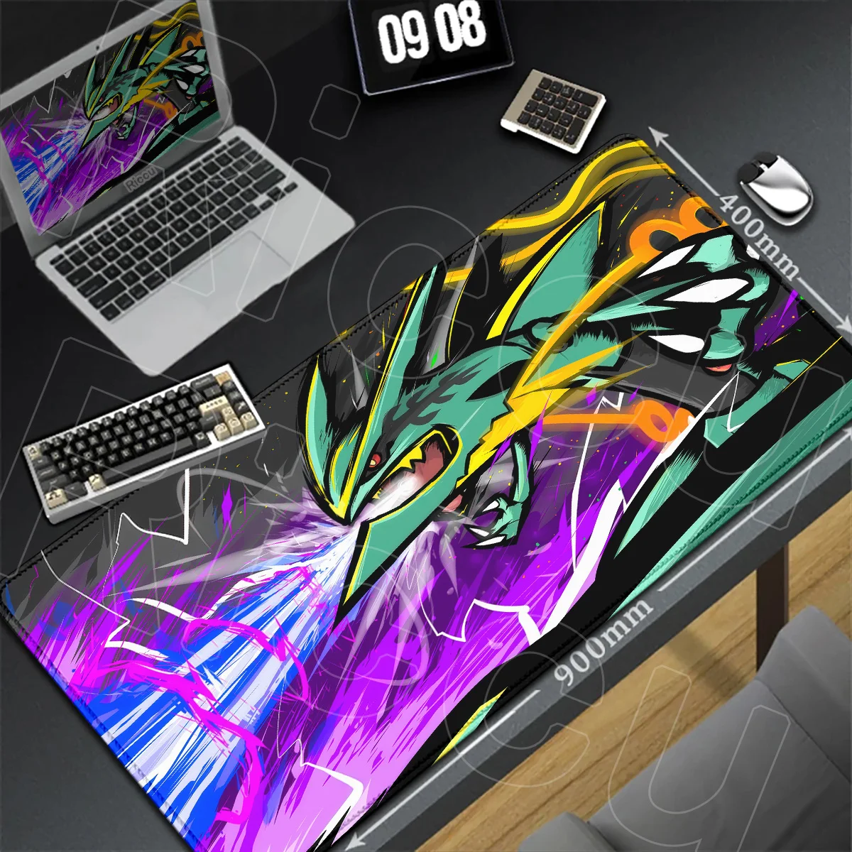 For Laptop Gamer Home Keyboard Mats Anime Pokemon Rayquaza Large E-sport Mouse Pads HD Printing Rubber Desk Rug 900x400mm Carpet