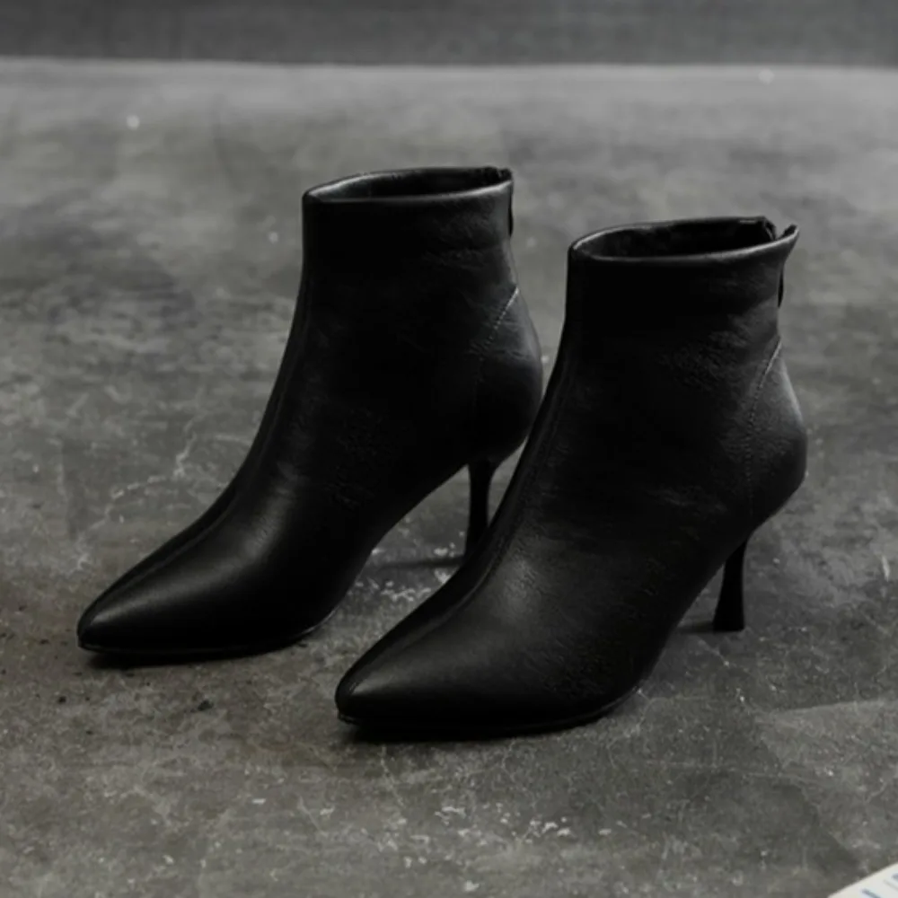 

Women's Shoes 2025 Winter New Pointed Thin Heel High Heel Bare Boots Work Short Boot Women's Boots 34-43 Ankle Bootie for Women