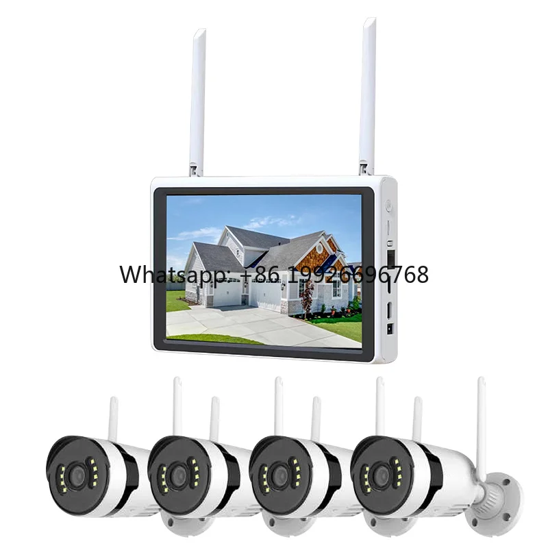 3MP Wireless CCTV Security Camera System 10-inch LCD Screen 4CH Wifi NVR Kit Home Warehouse Night Vision Wide Angle Motion Cloud
