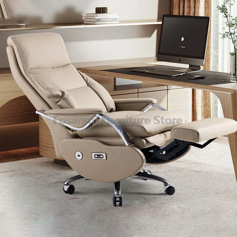 Ergonomic Office Chair Adjustable Lumbar Support Angle Computer Leather Chair High Back Game Chair With Footrest And Swivel Seat