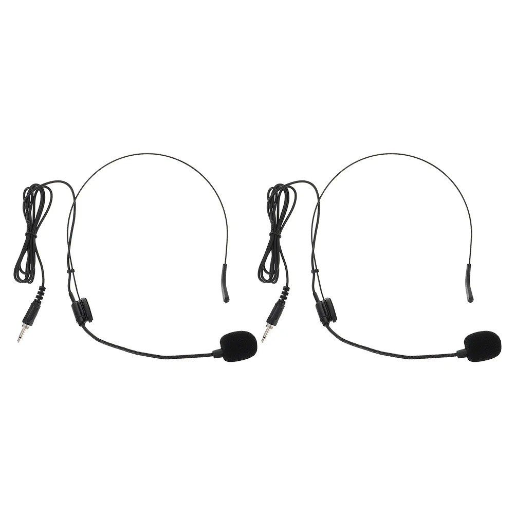 

2pcs Wired Microphone Headset Iron Condenser Speaker Voice Amplifier Ear Mounted Lightweight Arbitrary Bend High Sensitivity