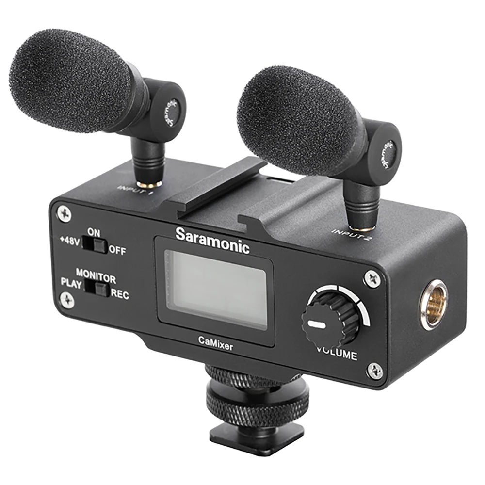 Saramonic CaMixer On-Camera Audio Adapter and Mixer with Dual Microphones for DSLR, Mirrorless and Video Cameras