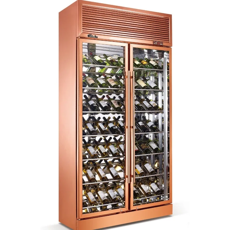 Stainless steel mirror rose gold/black titanium wine cabinet, European high-end wine cabinet
