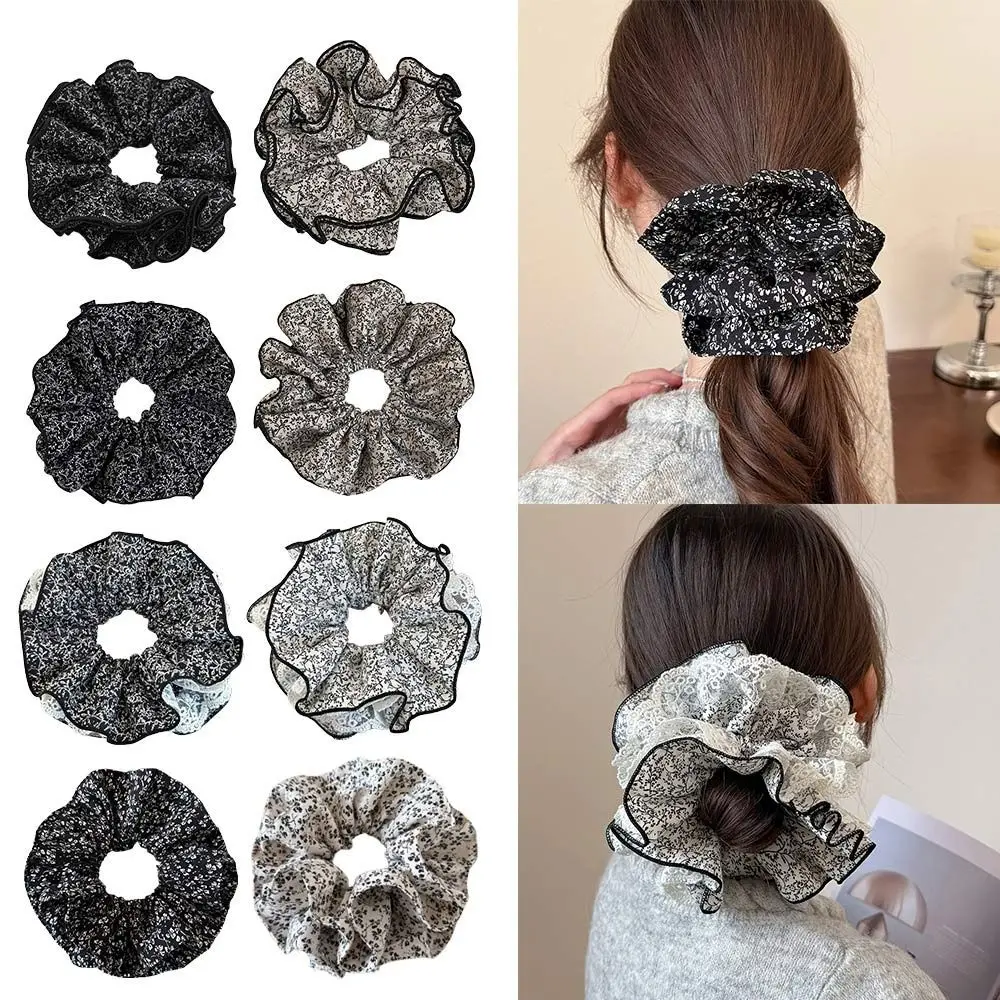 

Hair Accessories Oversized Floral Hair Scrunchies Elegant Retro Hair Bands Elastic Bands For Lady Girl Women