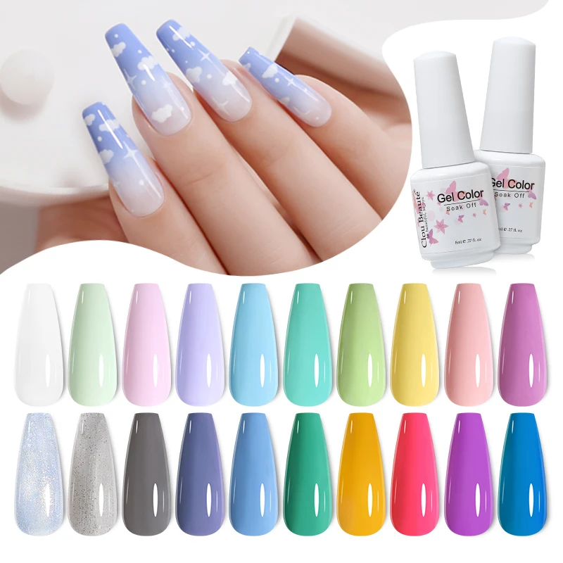 Clou Beaute Gel Nagellak Nail Art Manicure Weken Van Led Uv Gel Glitter Basis Top Coat Semi-Permanente Nagellak 8Ml