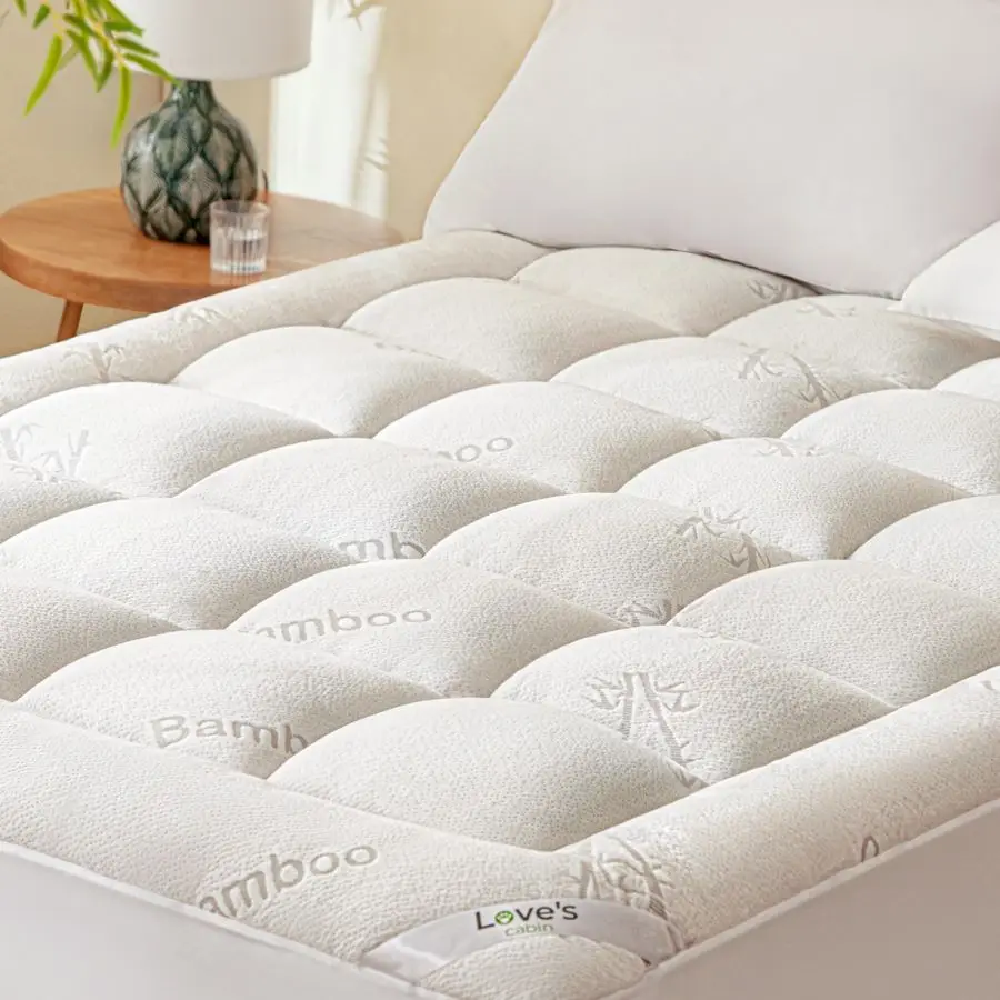 cabin King Mattress Topper Viscose Derived from Bamboo, Thick Pillow Top Mattress Pad with Stretchable Pockets for 820 Mattress,