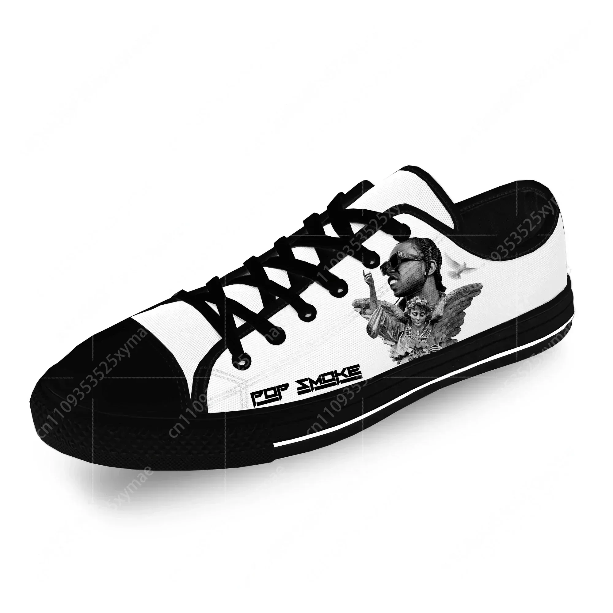 Pop Smoke Rap Rapper Hip Hop Music Casual Cloth Fashion 3D Print Low Top Canvas Shoes Men Women Lightweight Breathable Sneakers