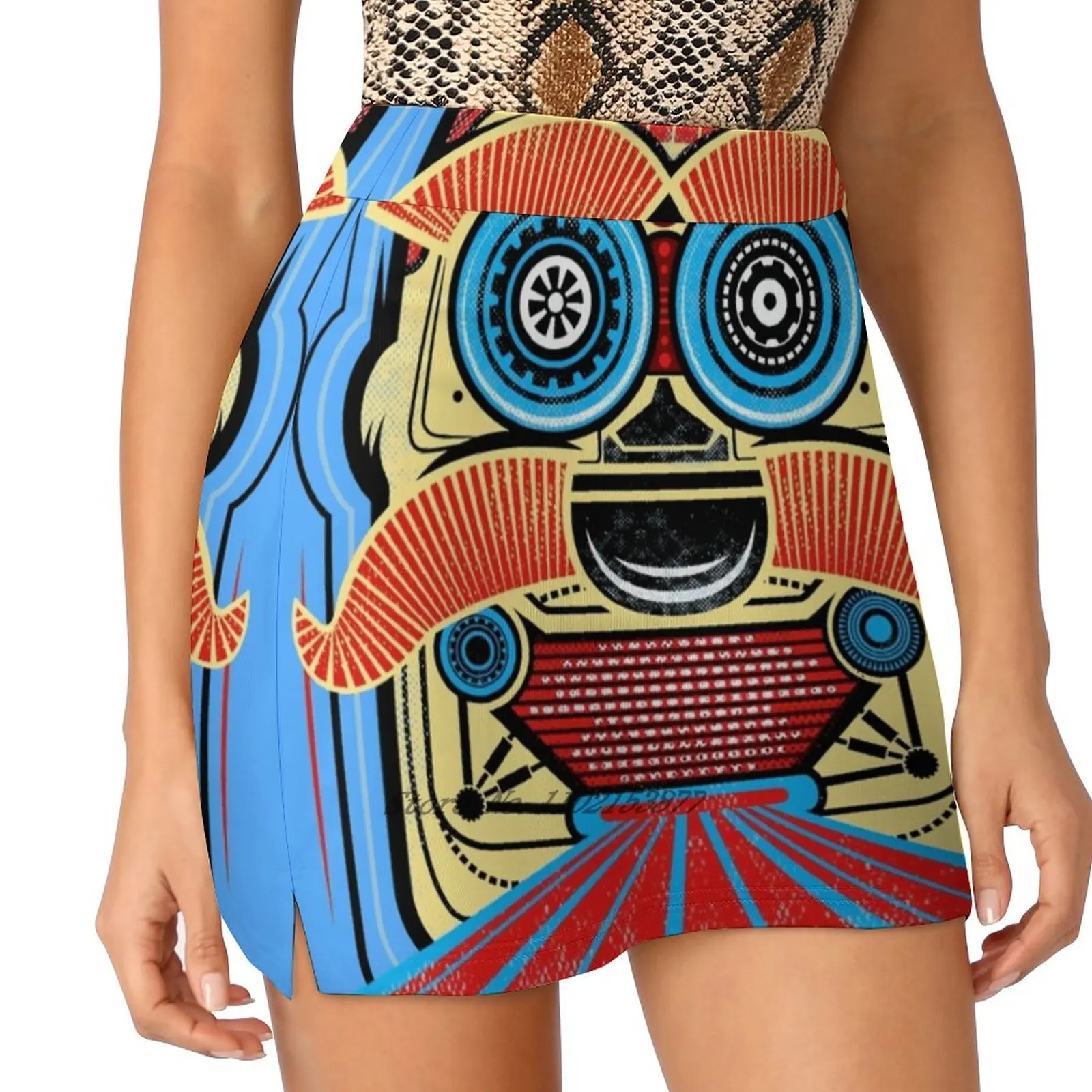 Bad Robot! New Women Skirts Double-Layer Printed Short Dress Mini Sport Skirt Kids Pop Colorful Pop Art Vector Clean Book Art