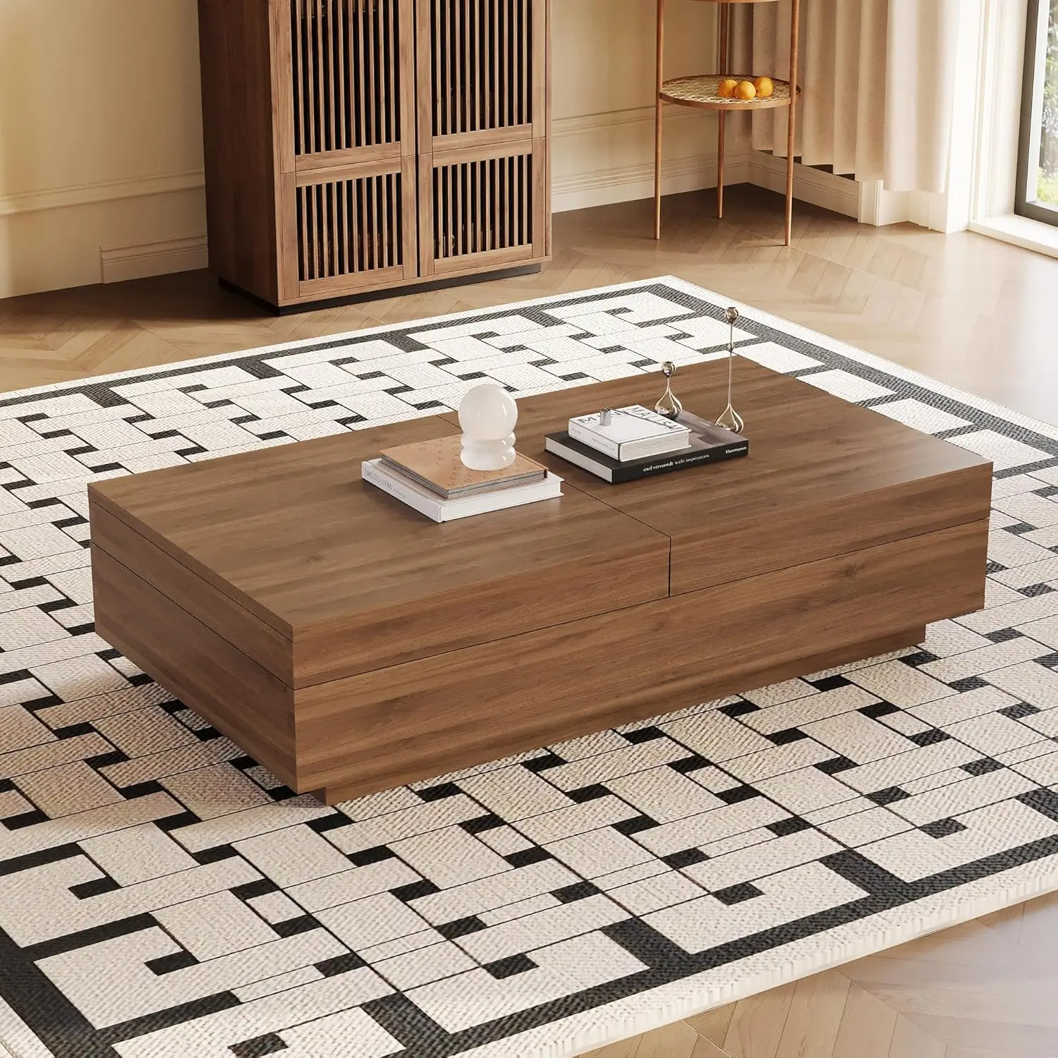 

Раскладной журнальный столик в стиле Mid-Century Modern, регулируемый по высоте (47.2–81.8 дюймов), с откидной столешницей и скрытым хранилищем, на заказ