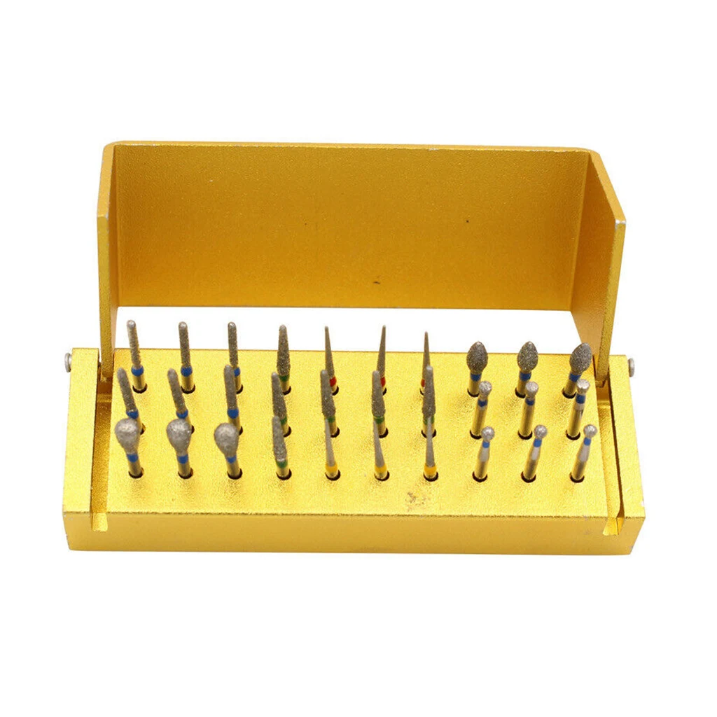 30 Holes Dental Bur Holder With Burr Dentistry Drilling Disinfection Stand High Speed Handpiece Nail Organizer Case Aluminium