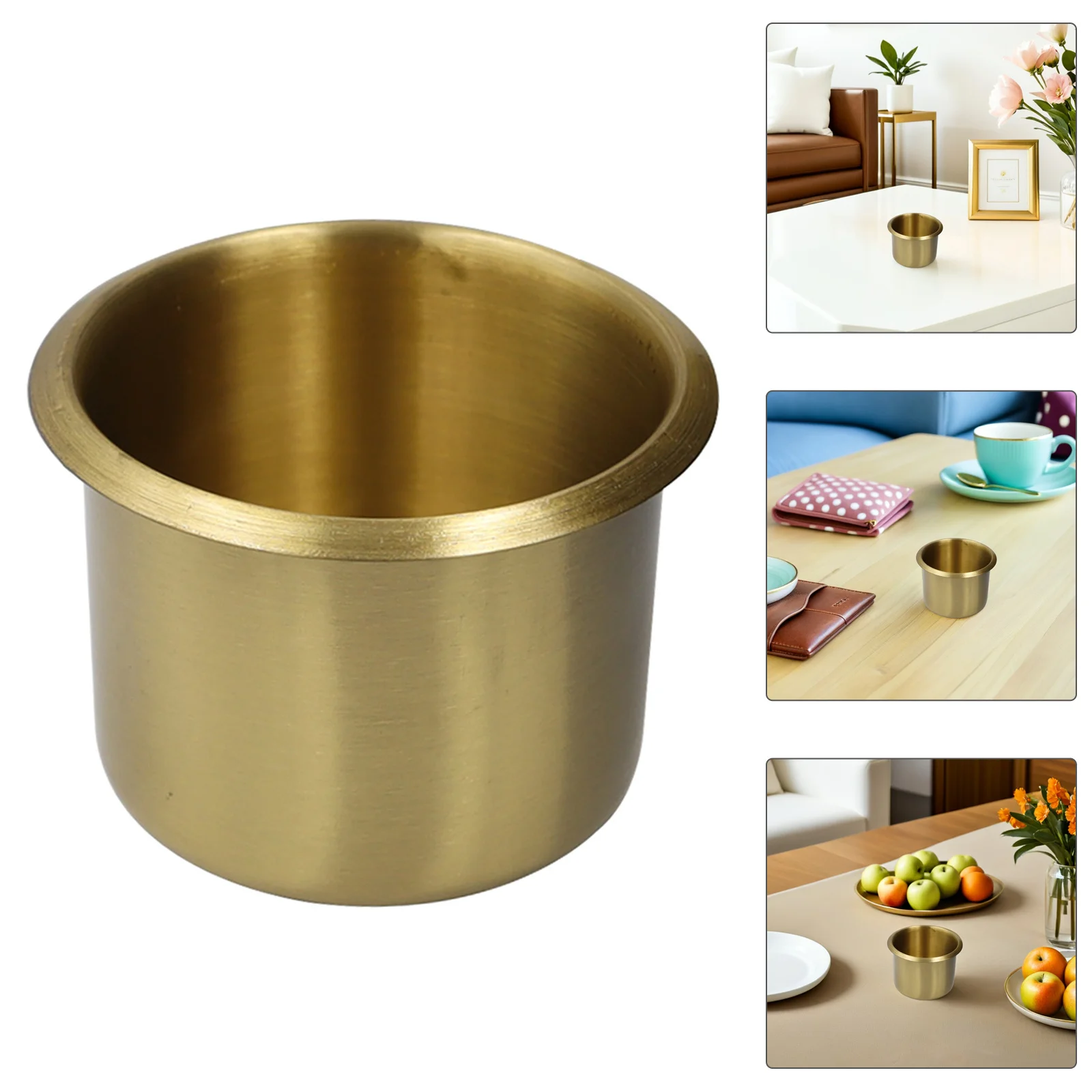 

Cup Holder For Car Heavy Duty Copper Drop In Insert Anti-Spill Can Holder For Rv Boat Truck Yacht Poker Table Desktop Storage